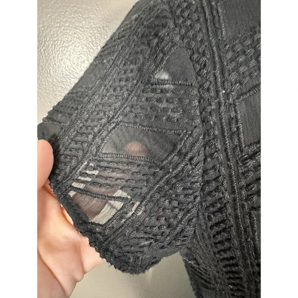 Barney New York Office Career Wear Black Lace Appliqué Shift Dress Size 2 - Picture 2 of 7